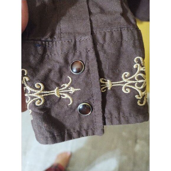 Lamasini Button Up Cotton Embroidered Rhinestone Embellished Western Shirt L Y2K - Picture 7 of 7